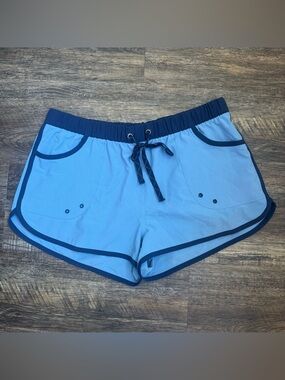 Patagonia Light Blue Athletic Shorts with Navy Trim